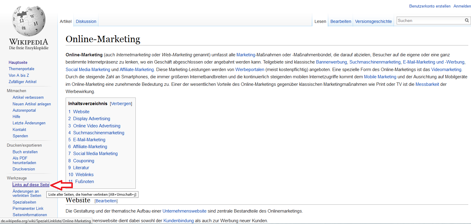 Backlinks Wikipedia